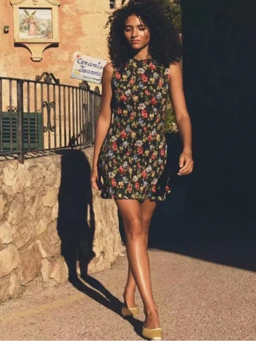 DOEN Floral Sleeveless Black Mini